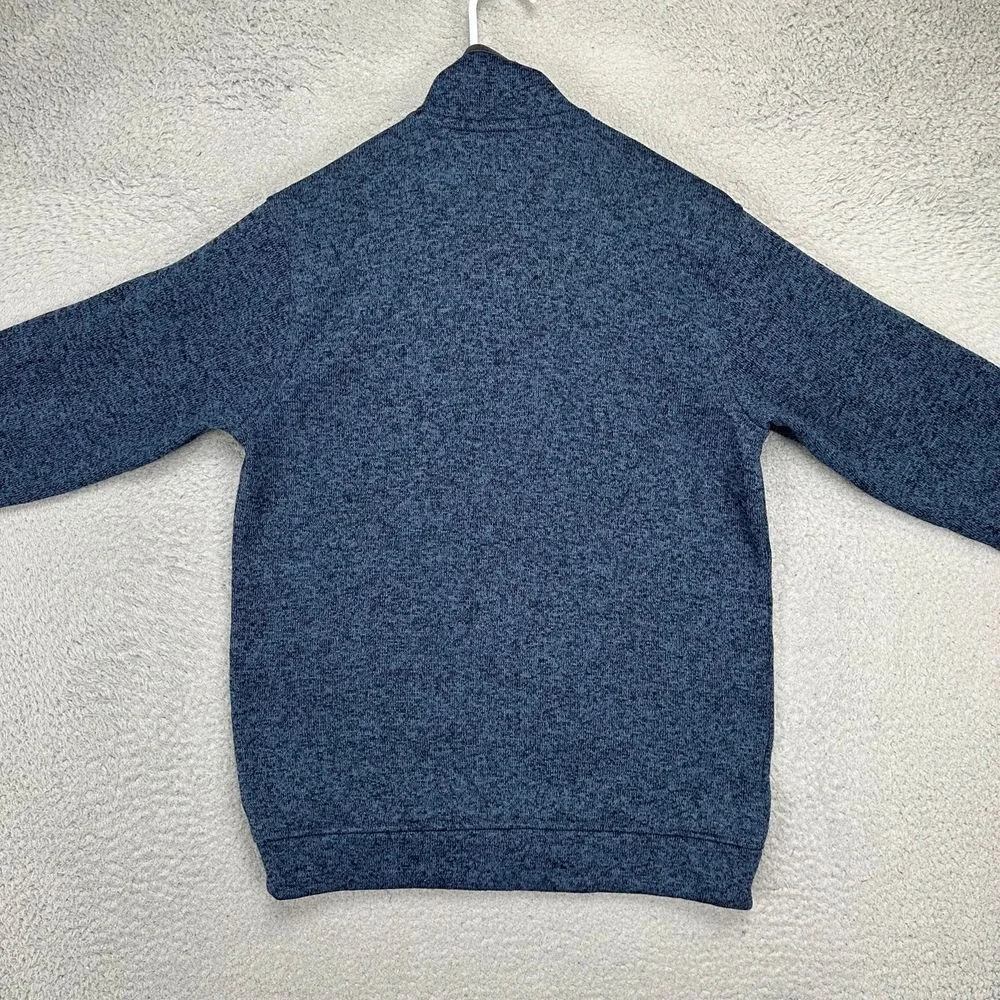 Eddie Bauer Sweater Mens Small Pullover Fleece Blue Snap Button EUC